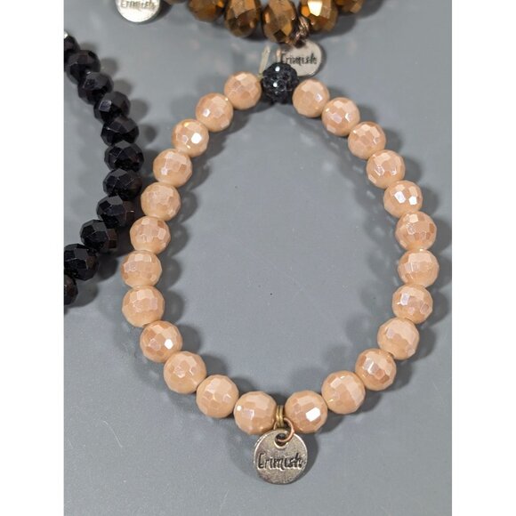 Erimish Set of 4 Glass Stretch Bracelets Black BRown Bronze7" - Picture 3 of 7